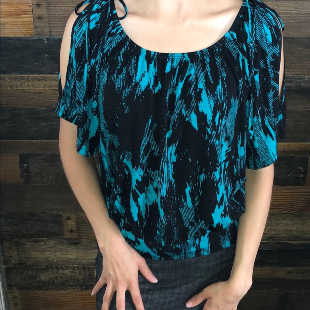 Teal & Black Dressy Top